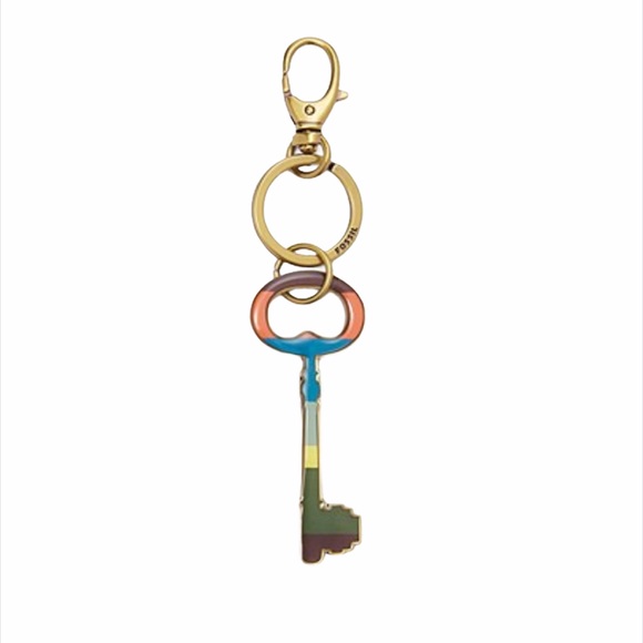 Fossil Sofia Key Fob Bright Stripe Key Chain, Brass, Purple, Orange, Blue - Picture 3 of 6
